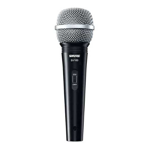Microfone Shure SV100 Vocal Dinâmico Cardioide com Interruptor On/Off Cabo 1/4" Integrado Shock-Mount Interno Filtro Anti-Pop e Cachimbo