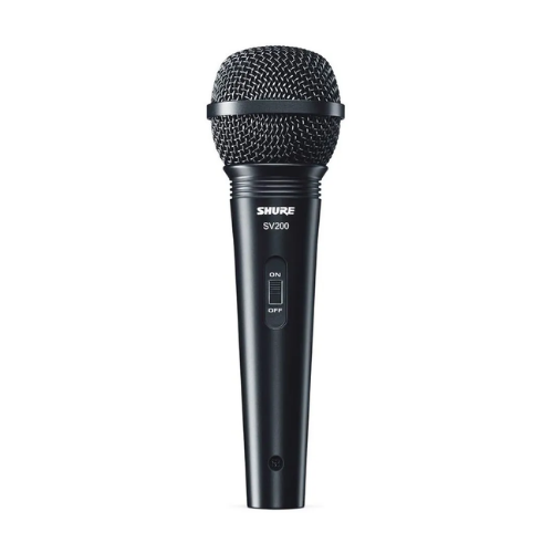 Microfone Shure SV200 Vocal Dinâmico Cardioide com Interruptor On/Off Cabo XLR-XLR Durável Globo Resistente Shock-Mount Interno Filtro Anti-Pop e Cachimbo