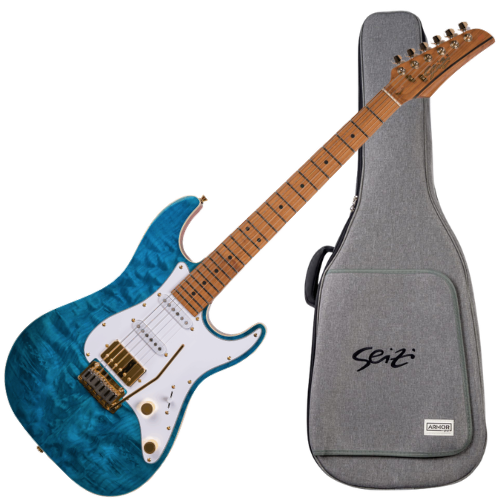 Guitarra Seizi Katana Musashi Plus Quilted Royal Blue com Captadores Seizi Jutsu HSS Ponte Tremolo e Bag 10361249