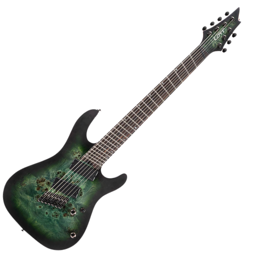 Guitarra Cort KX507 Multi Scale SDG Star Dust Green 7 Cordas com Captadores Fishman Fluence Modern HH Ponte Hardtail String Thru Body