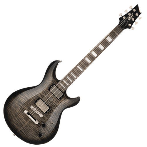 Guitarra Cort M600 Trans Black Burst Set Neck Mahogany com Top Flamed Maple Captadores Voiced Tone VTH59 e Ponte Tune-O-Matic Stop Tailpiece