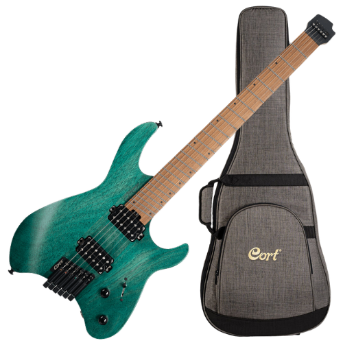 Guitarra Cort Space G6MS SGTQ Semi Gloss Turquoise Headless Multi-Scale com Captadores Voiced Tone VTH77 HH e Bag