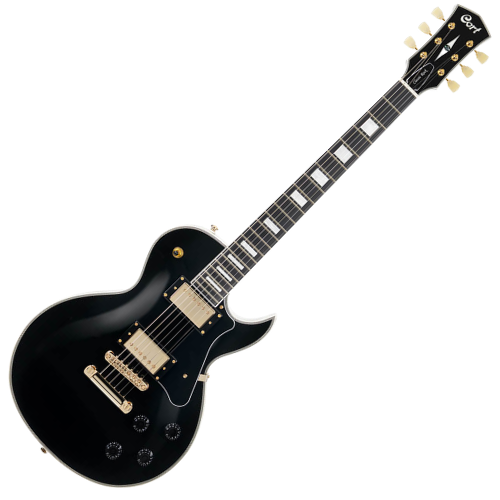 Guitarra Cort CR270 BK Black Set-Neck Mahogany com Captadores Voiced Tone VTH59 Gold Cover Ponte Tune-O-Matic e Hardware Dourado