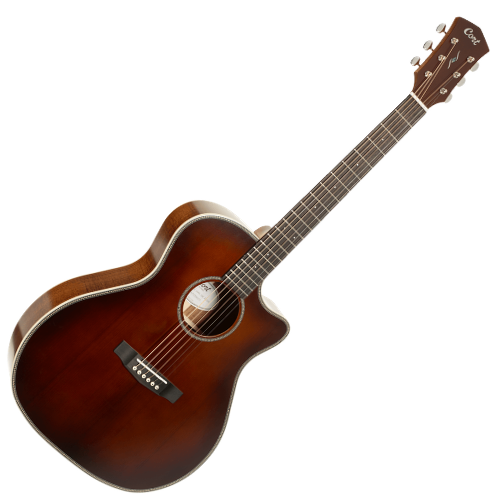 Violão Eletroacústico Cort Essence GA4 Special BRSG Brown Burst Semi Gloss Grand Auditorium com Top Solid Sitka Spruce Fundo Arqueado em Pau Ferro e Eletrônica Fishman Presys II