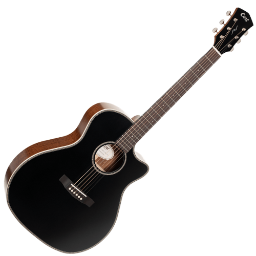 Violão Eletroacústico Cort Essence GA4 Special BTSG Black Top Semi Gloss Grand Auditorium com Top Solid Sitka Spruce Black Fundo Arqueado em Pau Ferro e Eletrônica Fishman Presys II