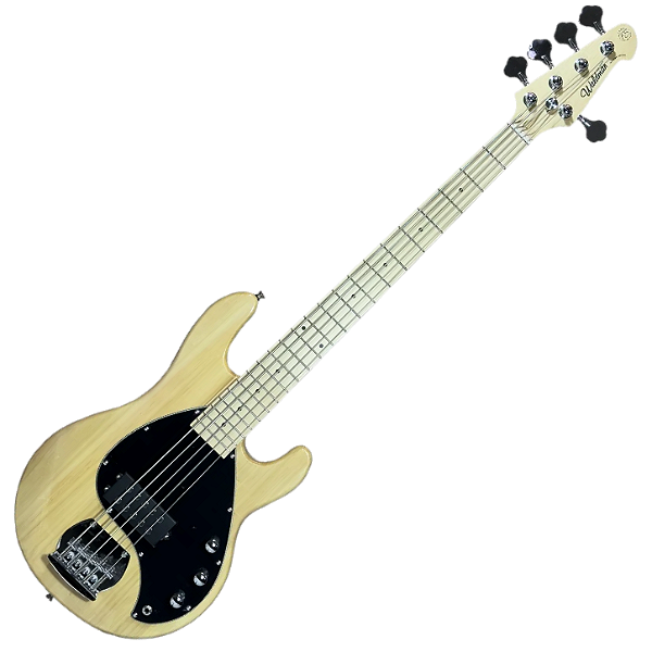 Contrabaixo Waldman MB 105 NAT Natural 5 Cordas Ativo Corpo Hard Wood Braço Maple Captador Humbucker Pré-amplificador 2 Band EQ Black Hardware