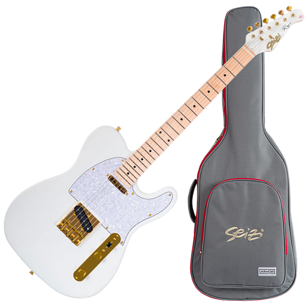 Guitarra Seizi Vintage Saitama TL Reinaldo Meirelles White Gold Signature com Captadores Seymour Duncan Ponte Wilkinson e Top Flamed Maple e Bag 10361217