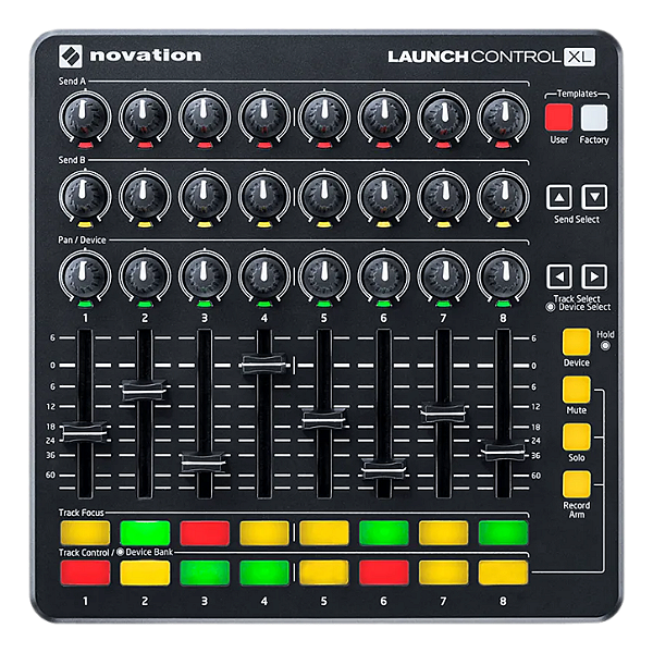 Controlador MIDI Novation Launch Control XL 16 Knobs 24 Botões e 8 Faders com Integração Avançada com Ableton Live