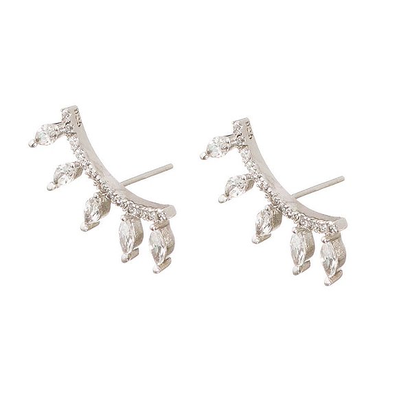 Brinco Ear Cuff Prata e Zircônias