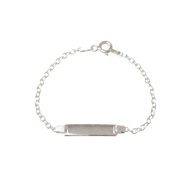 Pulseira Plaquinha Prata Infantil Lisa Espelhada