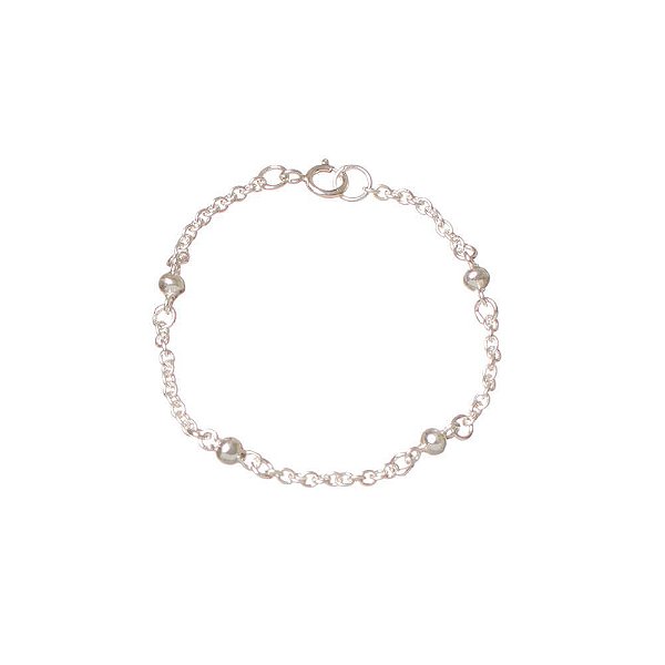 Pulseira Prata Bolinha Infantil 12 cm
