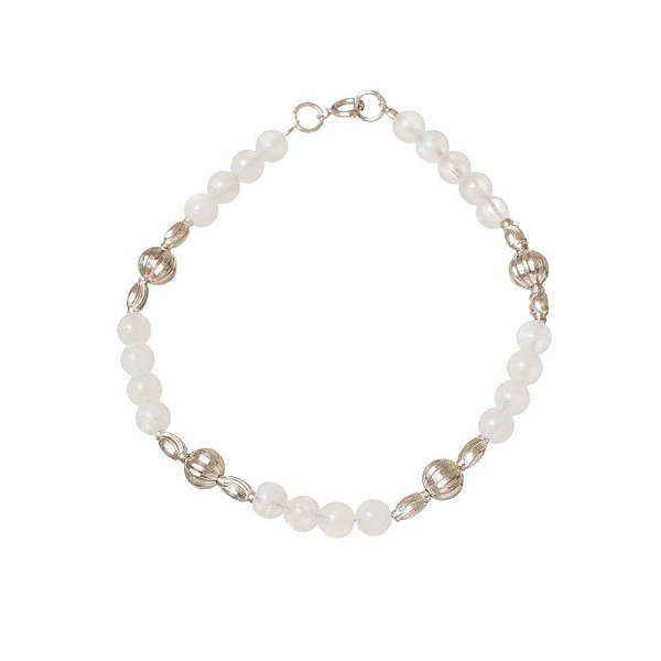 Pulseira Prata Cristal Leitoso