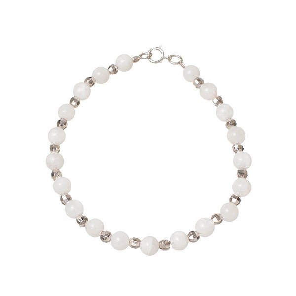 Pulseira de Prata Cristal Leitoso