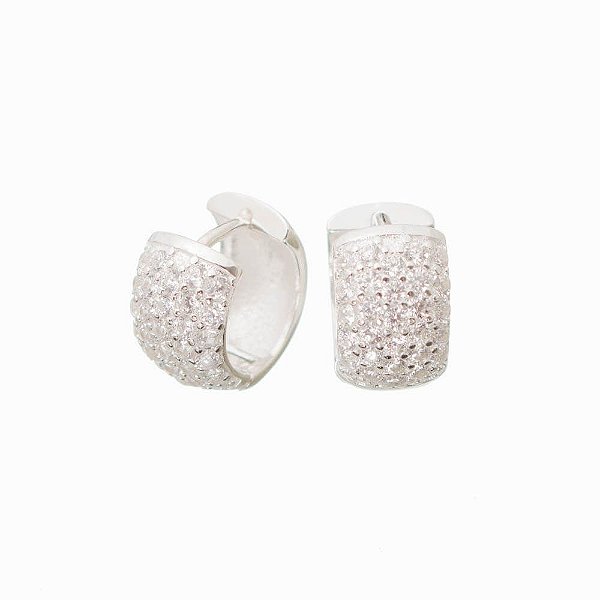 Brinco Argola Prata Zircônia Pequeno 14 mm