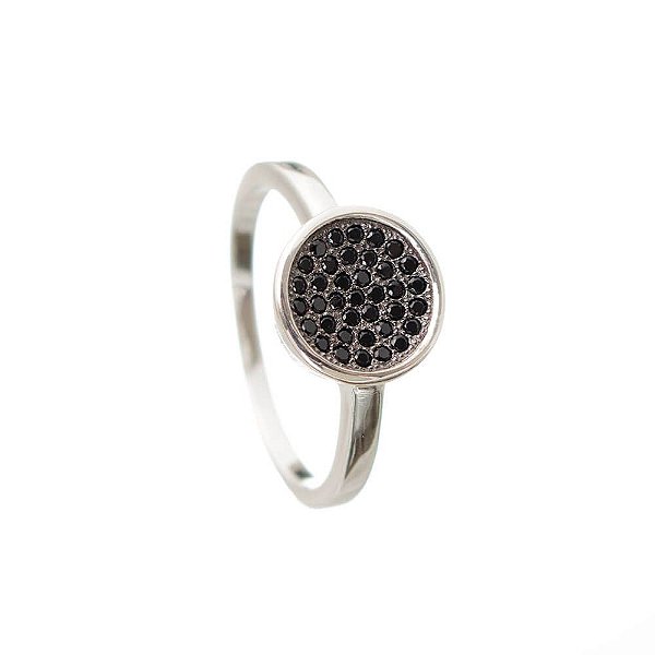 Anel Prata Micro Zircônias Pretas