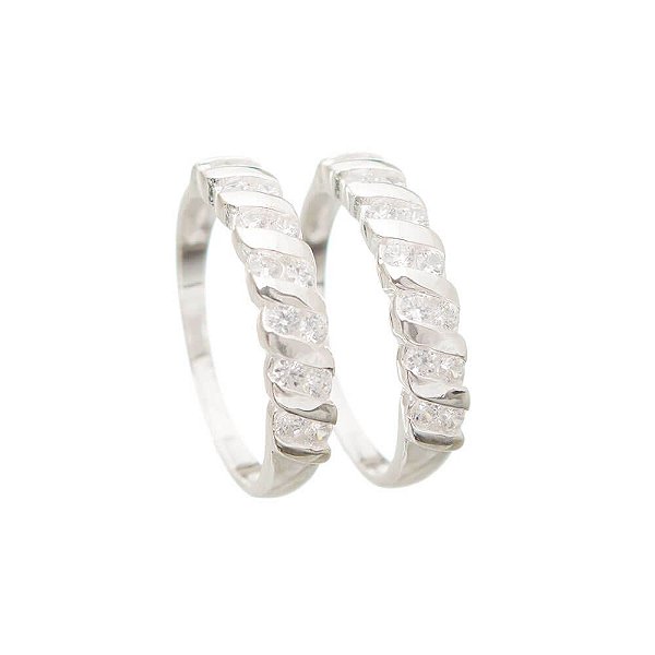 Aparador Aliança Prata Torcido Zircônias