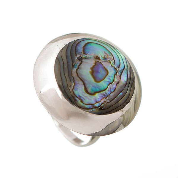 Anel de Prata Abalone Redondo Aro 20