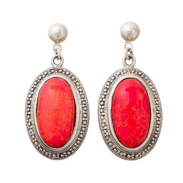 Brinco Prata Bali Coral Oval