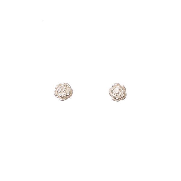 Brinco Prata Rosinha Branca 4 mm