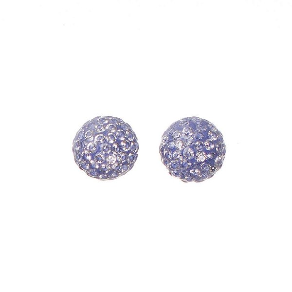 Brinco Prata Bola Cristal Lilás 8mm