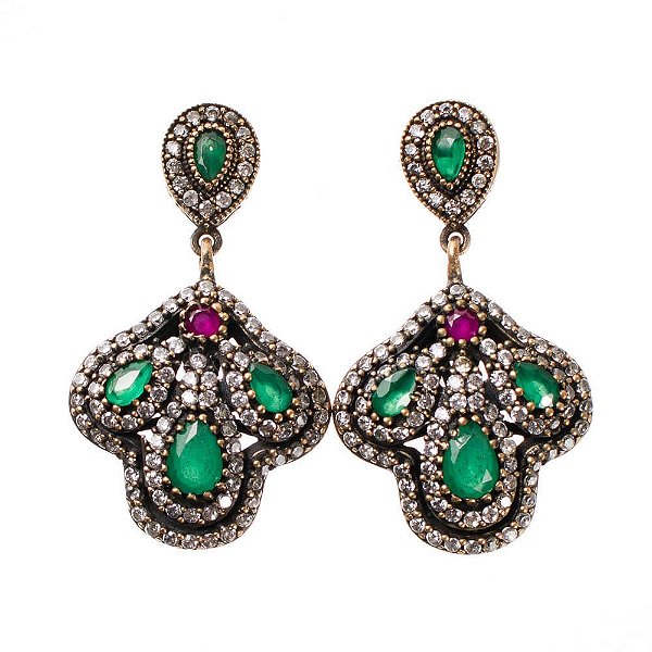 Brinco de Prata Verde Joia Turca