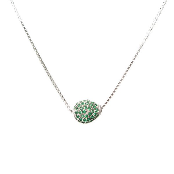 Colar Prata Gota Verde
