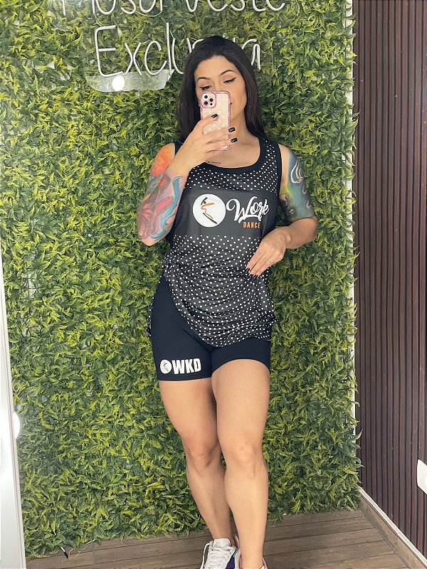 Regata Work Dance Poá Preta-GG