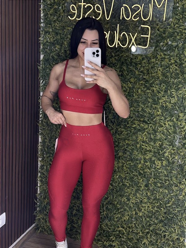 Legging Tradicional Viva Fit Glossy Vermelho M