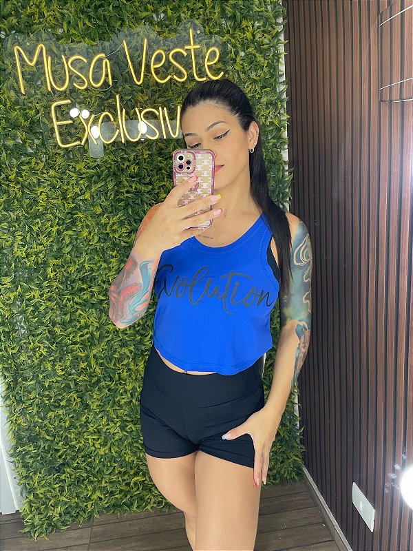 Cropped Evolution Azul  - Tam único