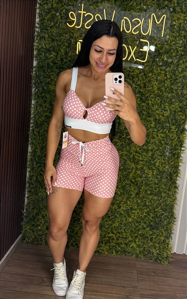Conjunto Curto Semi Empina Poá Salmão - P/M/G - 36 a 42