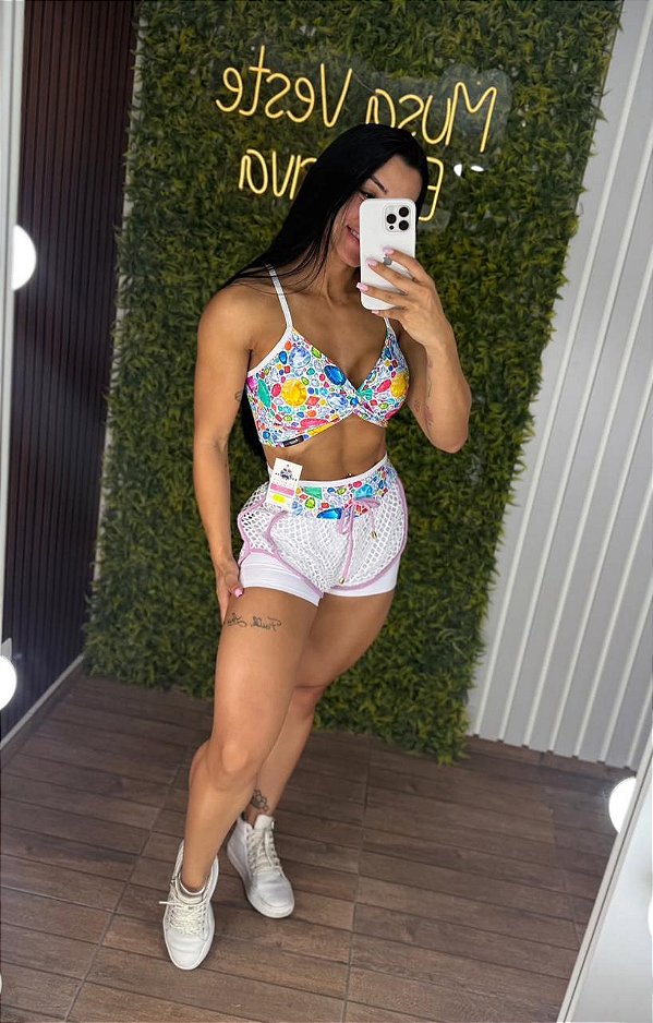 Conjunto Tradicional Shorts Duplo Cristal - P/M/G - 36 a 42