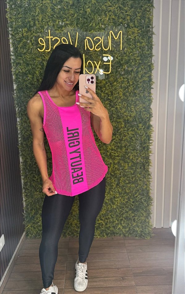 Regata Gym Tela Pink - Tamanho único