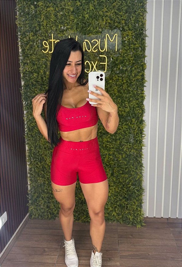 Conjunto Curto Tradicional Glossy Viva Fit Vermelho -G