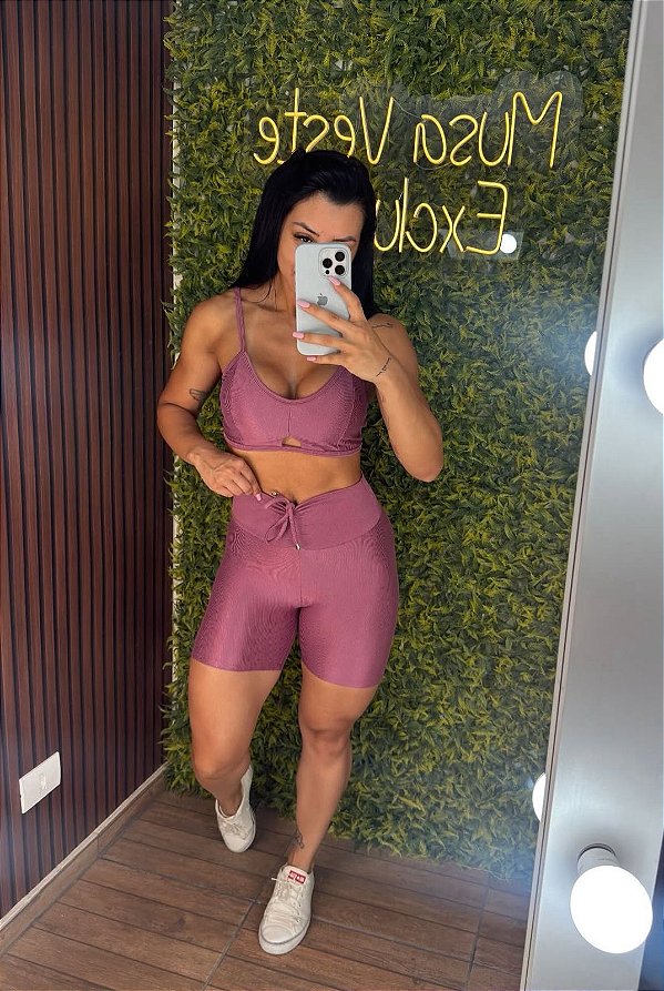 Conjunto Semi Empina Glossy Rosa Quimado -Tamanho único 38 ao 42