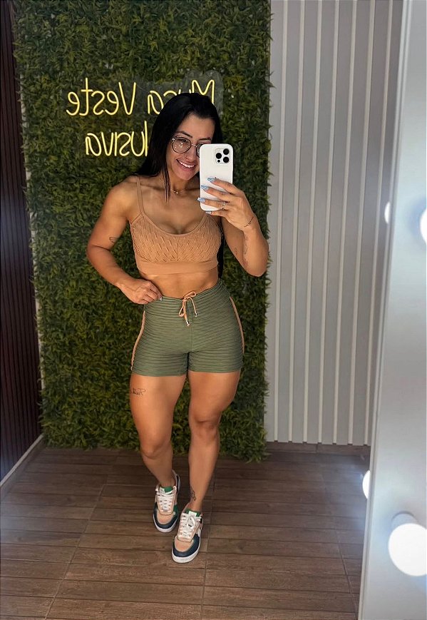 Conjunto Semi Empina Brocado Curto- Tamanho único 38 a 42+