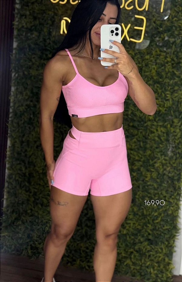 Conjunto Curto Tradicional Canelado Rosa - Tamanho único 38 a 42