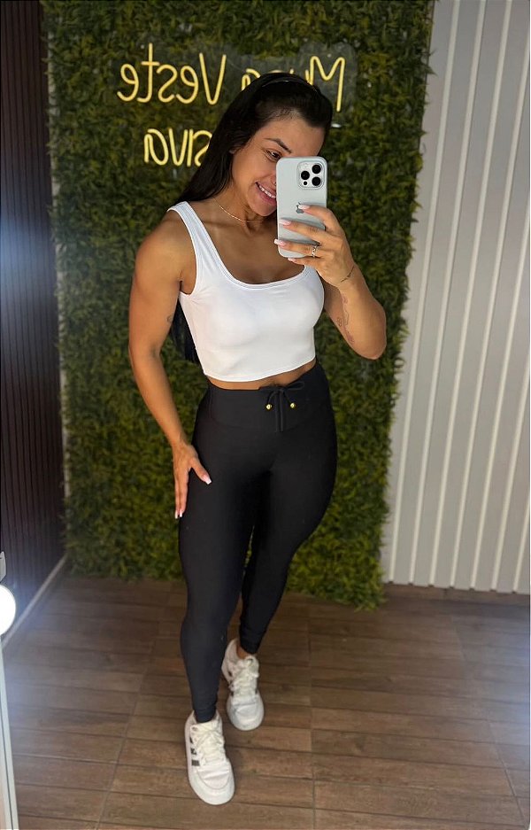 Legging Semi Empina Preta - Tamanho único 38 a 42