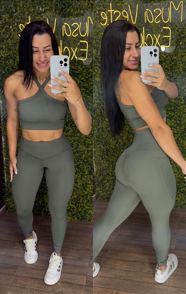 Conjunto Empina Verde Musgo - Tamanho único