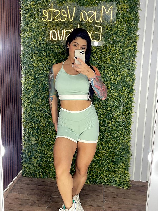 Conjunto Tradicional Ammy Verde Agua - Veste P ao G