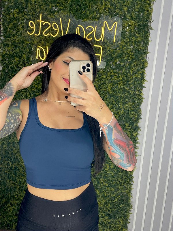 Regatinha Cropped Azul -Tamanho M/G