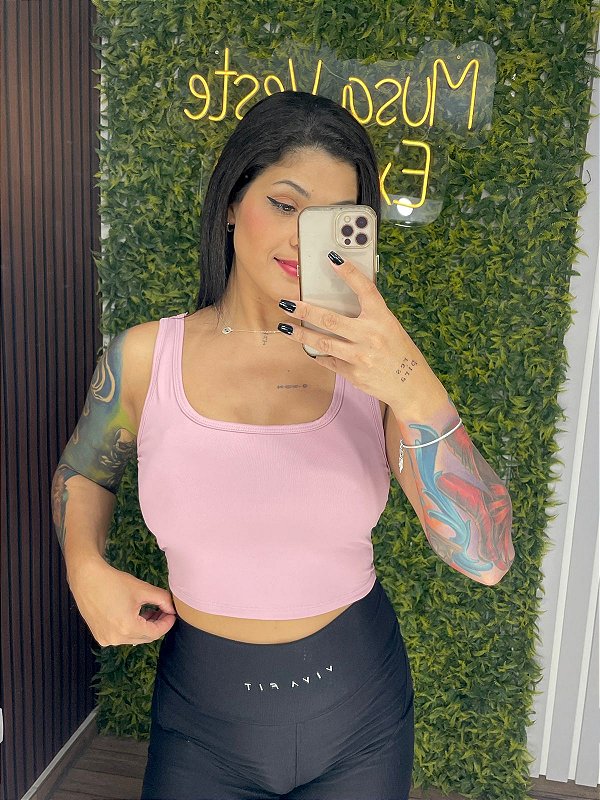Regatinha Cropped Rosa Queimado Claro -Tamanho M/G