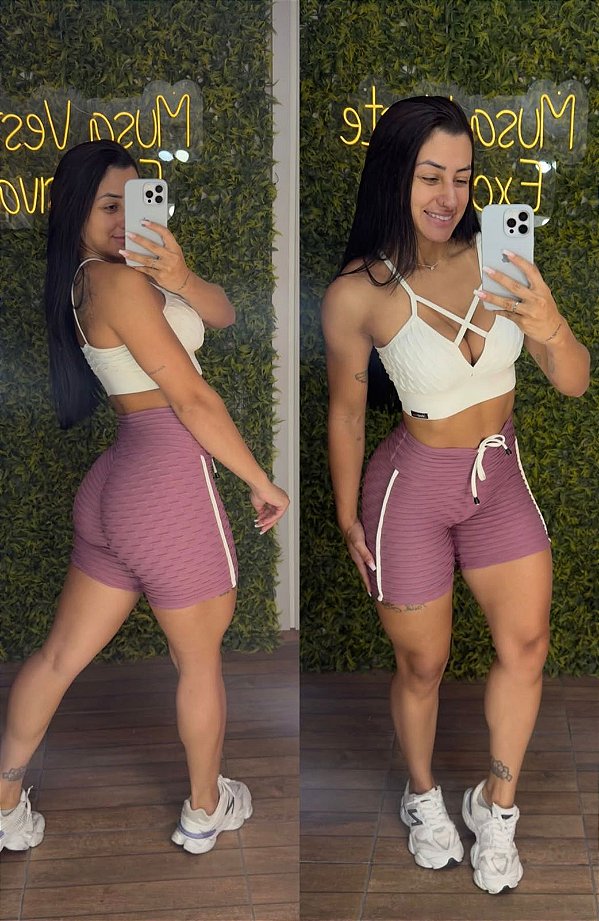 Conjunto Semi Empina Brocado Uva/Off - Tamanho único 36 a 42