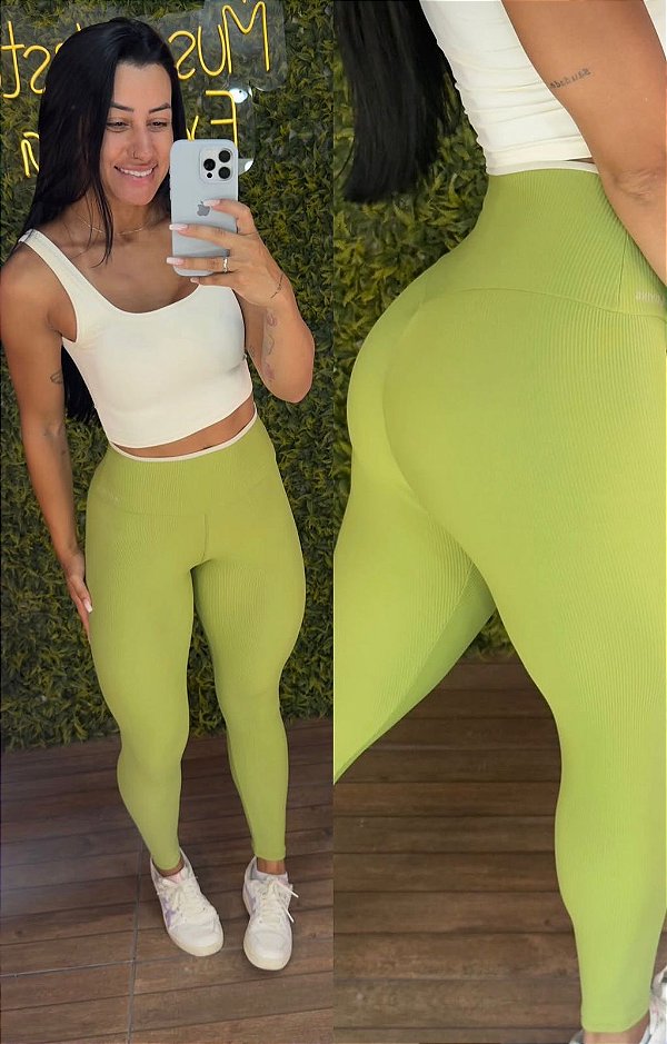 Conjunto Tradicional Canelado Verde Cropped Off -Tamanho único 38 a 42