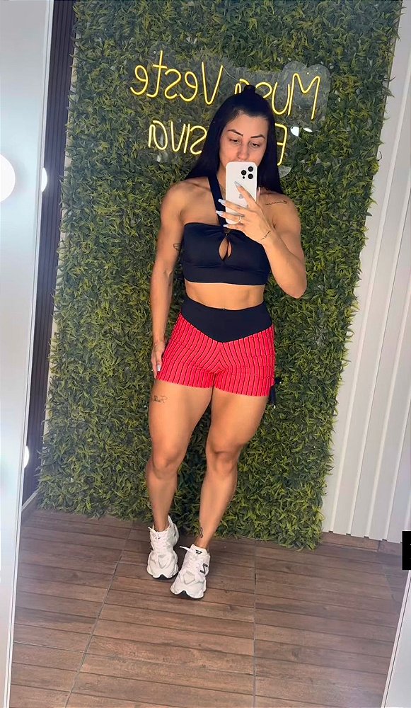 Conjunto Curto Semi Empina Lines Vermelho -Tamanho único 38 a 42