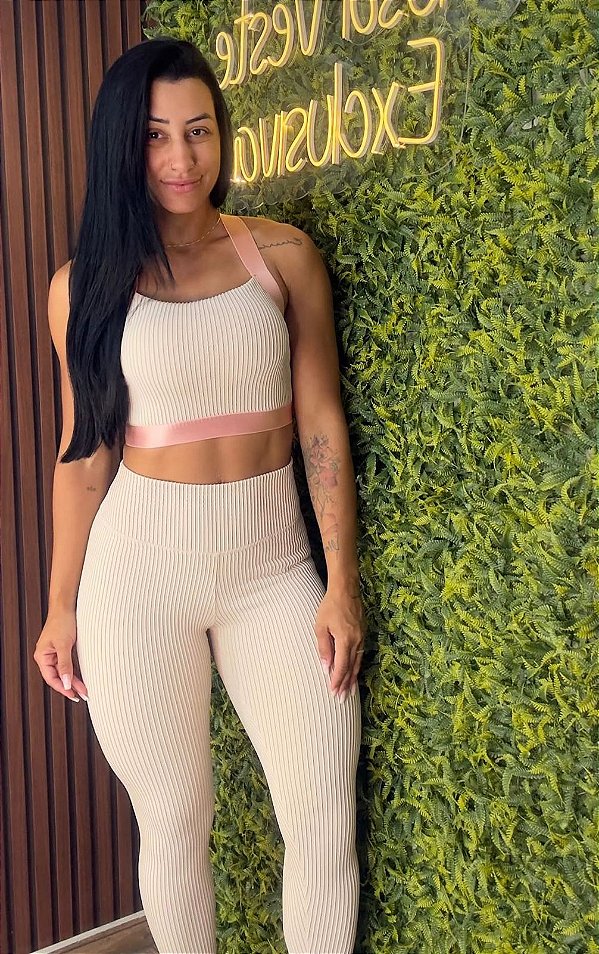 Conjunto Tradicional Canelado Nude/Rosa -M/G