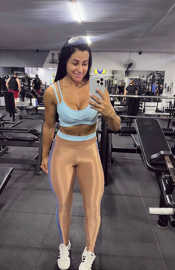 Conjunto Semi Empina Glossy Azul/Bronze - Tamanho único 38 a 42/44