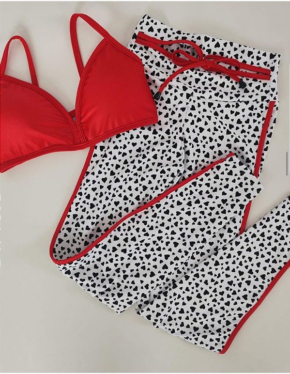 Conjunto Semi Empina Heart Red- Tamanho único 38 a 42