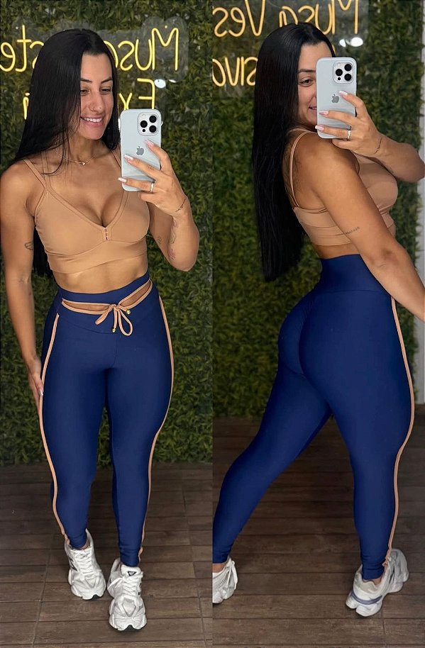 Conjunto Semi Empina Azul/Marrom- Tamanho único 38 a 42