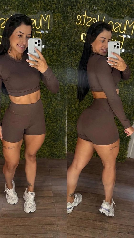 Conjunto Curto Tradicional Manga Marrom- Veste P/M 38/40