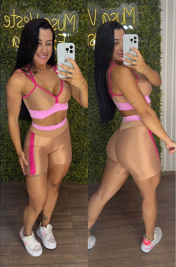 Conjunto Curto Semi Empina Bronze/Pink - Tamanho único 38 a 42